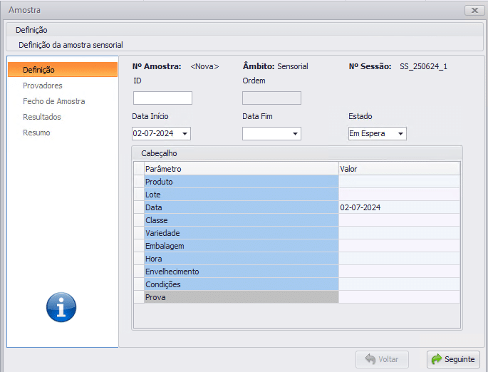 ACCEPT Sensorial - Campos cabeçalho personalizáveis