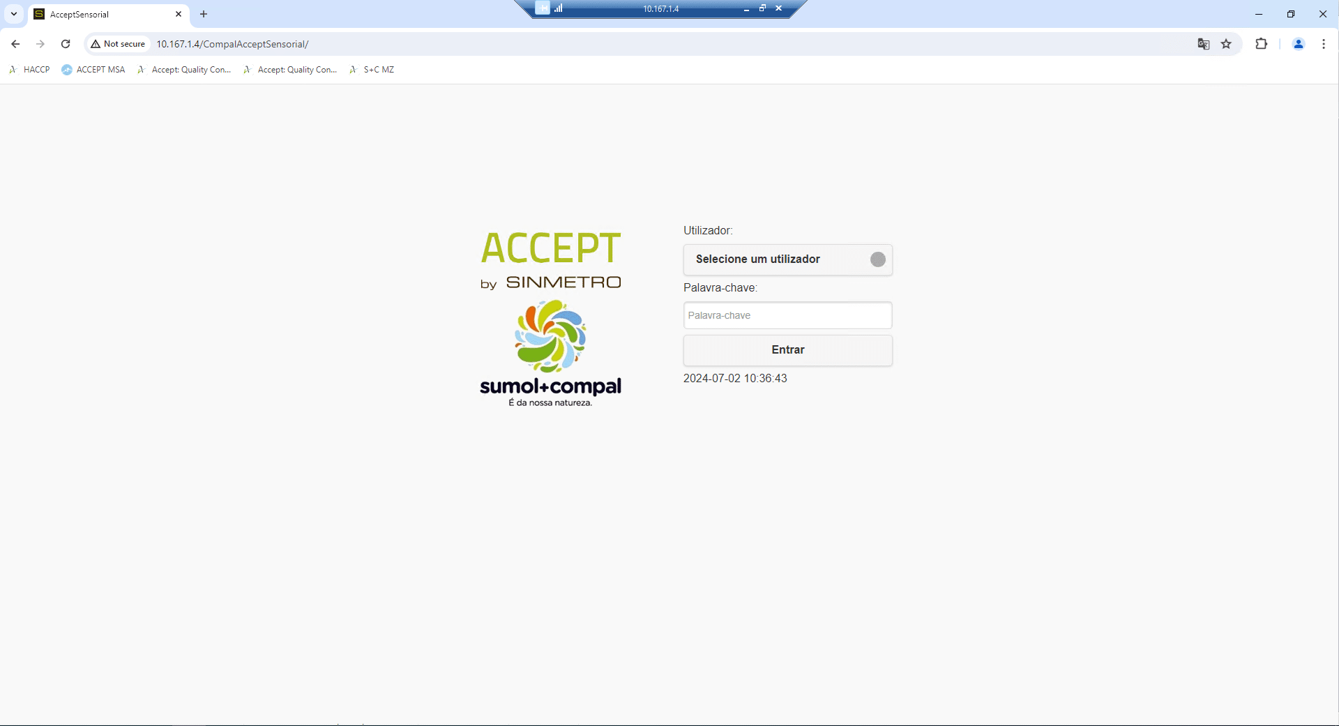 ACCEPT Sensorial - Personalização Ecrã Provadores